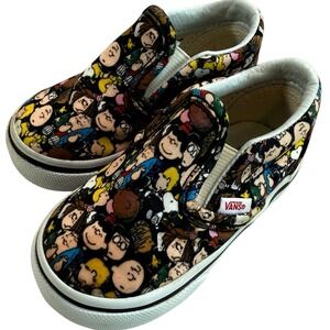 Vans Peanuts‎ The Gang Black Skateboard Classic Slip On Toddler Kids SZ 4.5